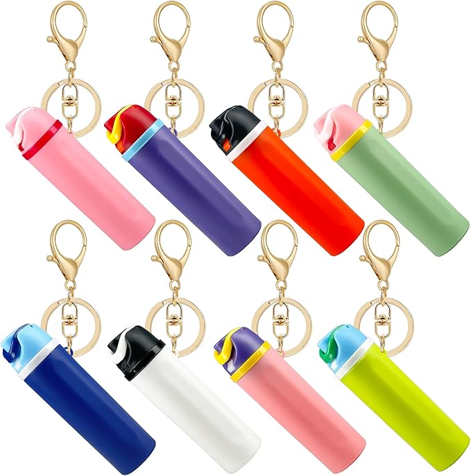 Mini Trendy Bottle Keychain Accessories Compatible with Owala Water Cute Tumbler Cup Chapstick Lip Balm Holder Charms
