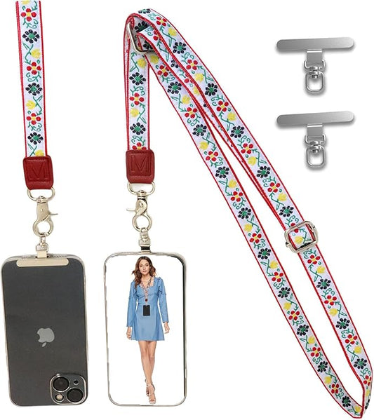 LEMEDE Wrist Keychain and Adjustable Phone Lanyard, Silver Hook Phone Crossbody Strap with 360° Rotating Phone Pads