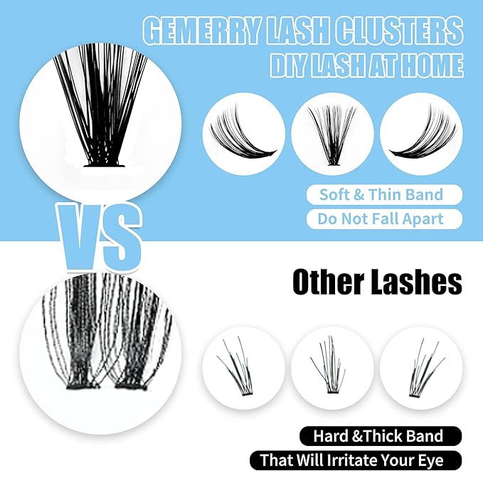 Lash Clusters 280pcs Large Tray 0.07mm 50P D Curl Mix 8-16mm Individual Lashes Soft&Fluffy Cluster Lashes Mink Individual Lashes Cluster Mixed Tray Lash Extension Clusters By GEMERRY