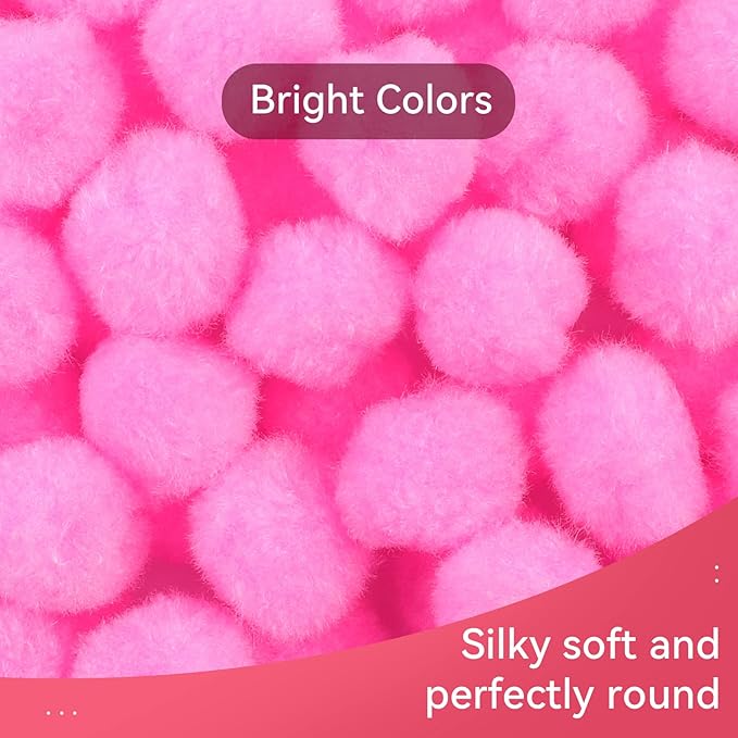 MORFEN 150 Pcs Pom Poms, 1 Inch Light Pink Craft Pom Poms, Fuzzy Pompom Puff Balls, Small Pom Pom Balls for DIY, Arts, Crafts Projects, Home Decorations