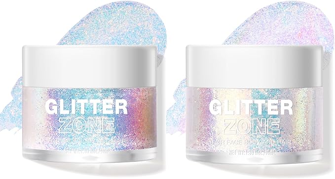 2 Pack Body Glitter Gel - Cosmetic-Grade, Color Changing Christmas Glitter Makeup for Face, Body, and Hair, Safe and Easy to Use, Perfect for Festivals Parties (01 Golden Mirage + 02 Stardust Pink)