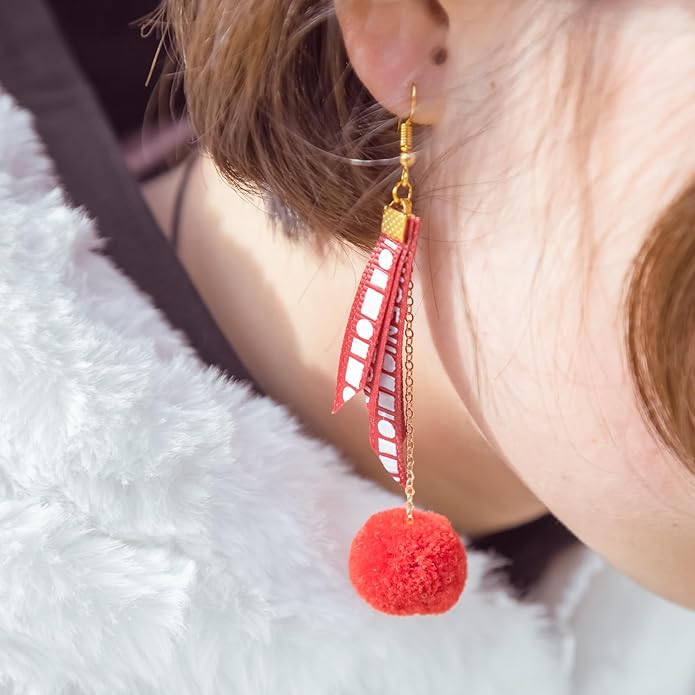 PATIKIL 50pcs Pom Poms Charm, Pompoms Charm Craft Pom Poms Pendants Balls Small Fluffy Tassel Bulk for Crafts Jewelry Making