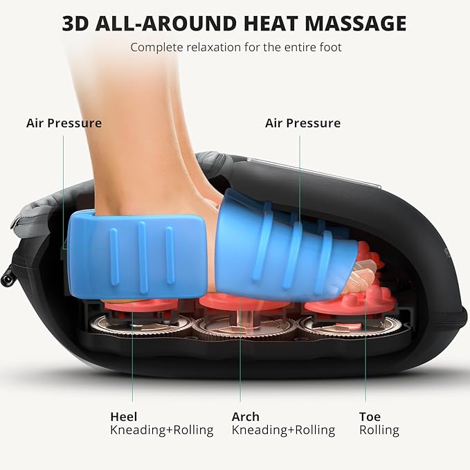 Medcursor Foot Massager Machine with Heat, Feet Massage Delivers Relief for Tired Muscles & Plantar, Deep Kneading Therapy, Multi-Level Settings for Home, Office Use, Size up to 13"