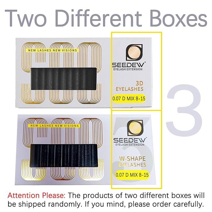 SEEDEW® Eyelash Extension Lash Clusters 3D W Shape 8-15mm Mixed Length Professional Volume Soft Natural Lashes Supplies for Beauty Salon, Eyelash Extension Shop, Lash Artist (3D-0.07-D-Matte Black)