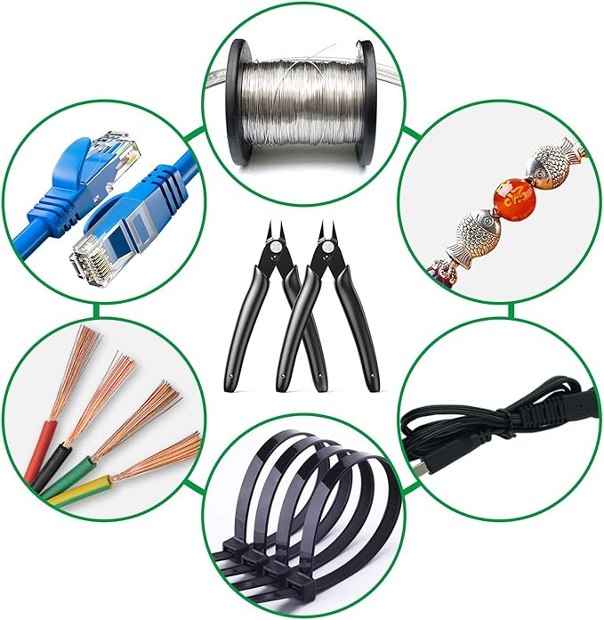 BOENFU Small Wire Cutters 10 Pack 5 Inch Flush Cutters Zip Tie Cutters Small Side Cutter for Jewelry Making, Electronics, 3d Print, Plastic Models, Black