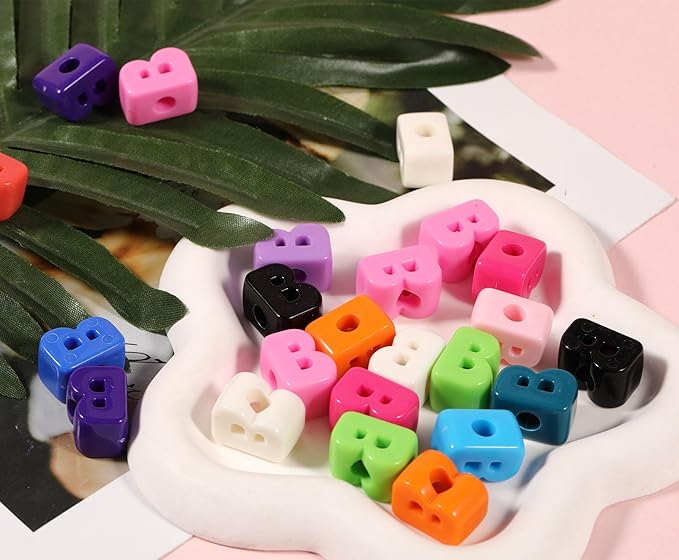 40 PCS Letter Beads 3D Acrylic 21mm x 15mm B Loose for Jewelry Making Bracelet Necklaces Keychain Phone Bag Chain Key Chains(Mixed Color B)