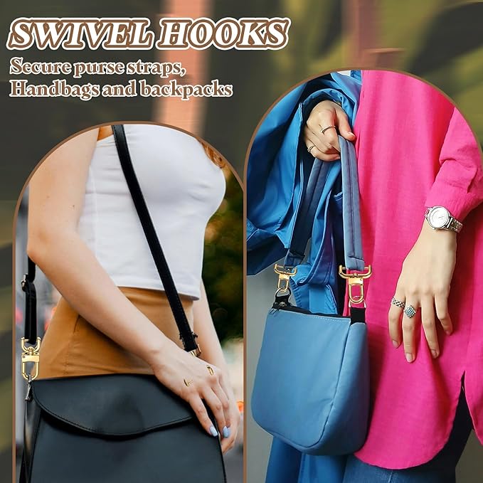 PATIKIL 1.3 Inch Swivel Clasp Hooks, 2 Pcs Detachable Snap Hook with Screw Bar, Swivel Lobster Claw Clasps for Bag Strap Replacement Purse Lanyard DIY Craft Hardware, Silver