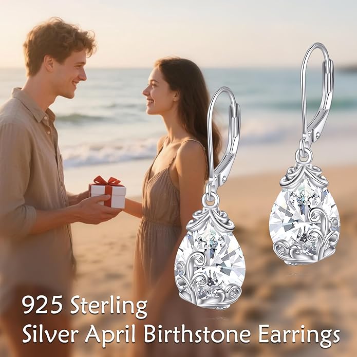 POPLYKE Celtic Filigree Teardrop Drop Dangle Earrings Sterling Silver Leverback Earrings Jewelry for Women