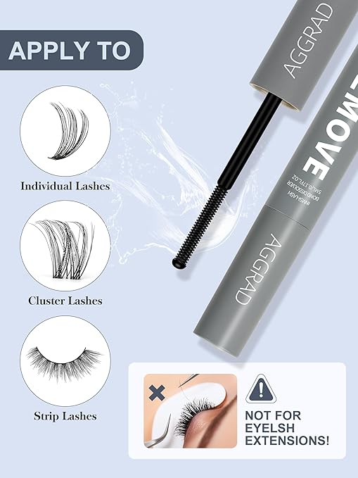 REUSE LASHES Nourish Cluster Lash Glue Remover, Just 30S Effectively Gentle Formula Eyelash Glue Remover for Lash Extensions Clusters Eyelash Adhesive Gel for Lash Clusters 5ML