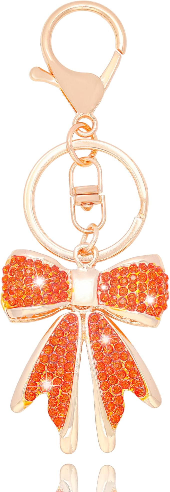 Sparkly Gold Plated Color Rhinestone Bow Keychains for Women,Charms for Key Purse Handbags Backpacks