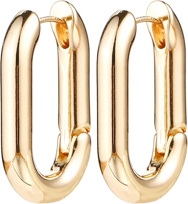 HILXURY Gold Chunky Hoop Earrings Set for Women, 14K Gold Plated Twisted Huggie Hoop Earring Hypoallergenic, Thick Open Hoops Set Lightweight