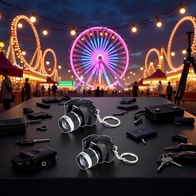 2Pcs Camera Keychain with Sound, Key Ring Decor Bag Wallet Pendant, Mini Camera Design Keychain Cute Novelty Ring Child Toy Kids Key Chain Pendant Creative Gift Key Chain Decorative