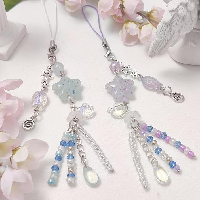 1-4PCS Cute Phone Charms Aesthetic Y2K Cell Phone Charms Strap Pink Strawberry Butterfly Star PhoneCharm Y2K Accessories for Bag Keychain Airpods Camera Pendants Decor