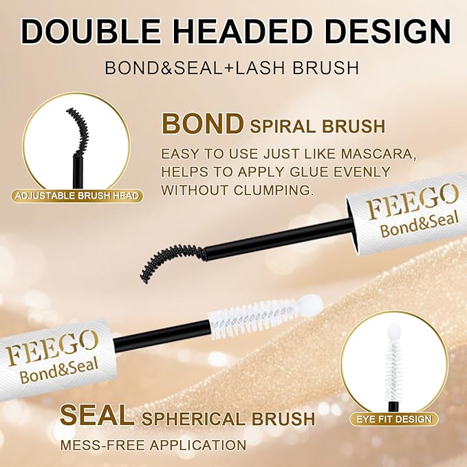FEEGO Natural Lash Extension Kit 168Pcs Lash Clusters Kit Wispy Eyelash Extensions Individual Lashes Extensions with Bond and Seal Lash Glue and Eyelash Extension Tweezers DIY (9-12 MM)