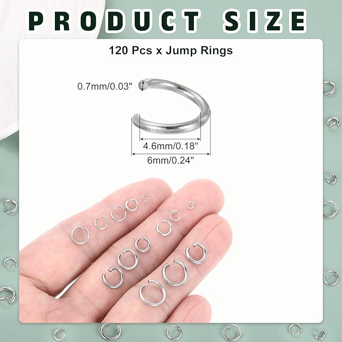 MECCANIXITY Open Jump Rings,4.6mmx6mm 316 Stainless Steel Split O Jump Rings Connector 0.7mm Thick Jewelry Making Supplies for Bracelet Necklace Pendant DIY,Pack of 120