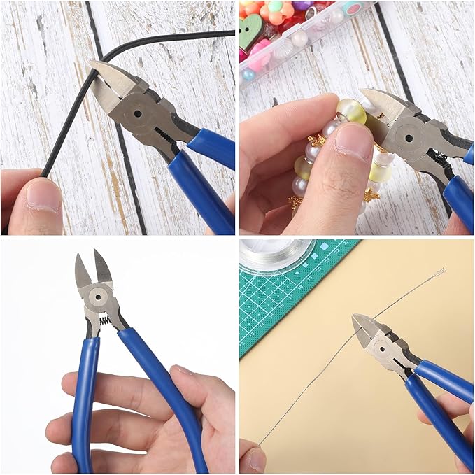 6 inch Wire Cutters Wire Flush Cutter Heavy Duty Wires Cutters with Non-Slip Handle Spring Loaded Side Cutter for Jewelry Making Crafts Electronics Zip Ties DIY Models