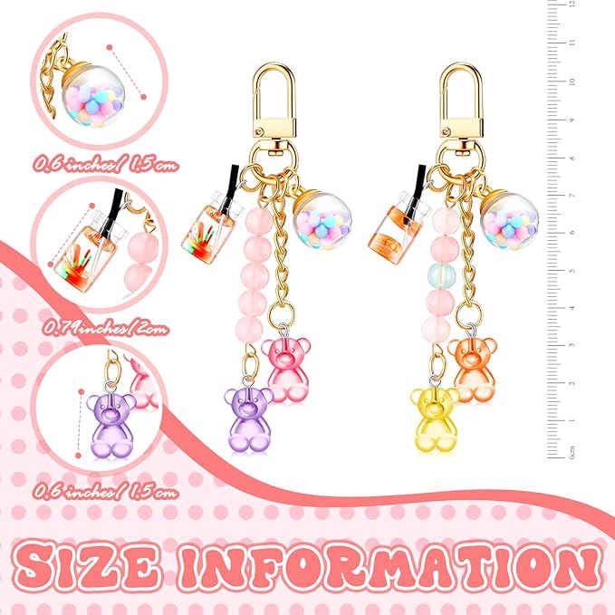 Ecally Cute Resin Bear Keychain Macaron Bear Keychains Candy Pendant Jewelry Gift Bag Key Ring Accessories for Girl Women