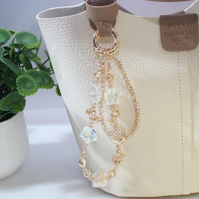 Phone Wrist Strap,Crystal Phone Chain Wristlet,Bracelet Wrist Lanyard,Cute Beaded Bag Charms,Decorative Purse Chain