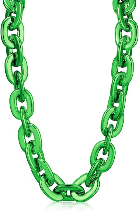Remuuly Plastic Chain Necklace Chunky Big Fake Necklace Hip Hop Rapper Giant Turnover Chain Costume for Halloween