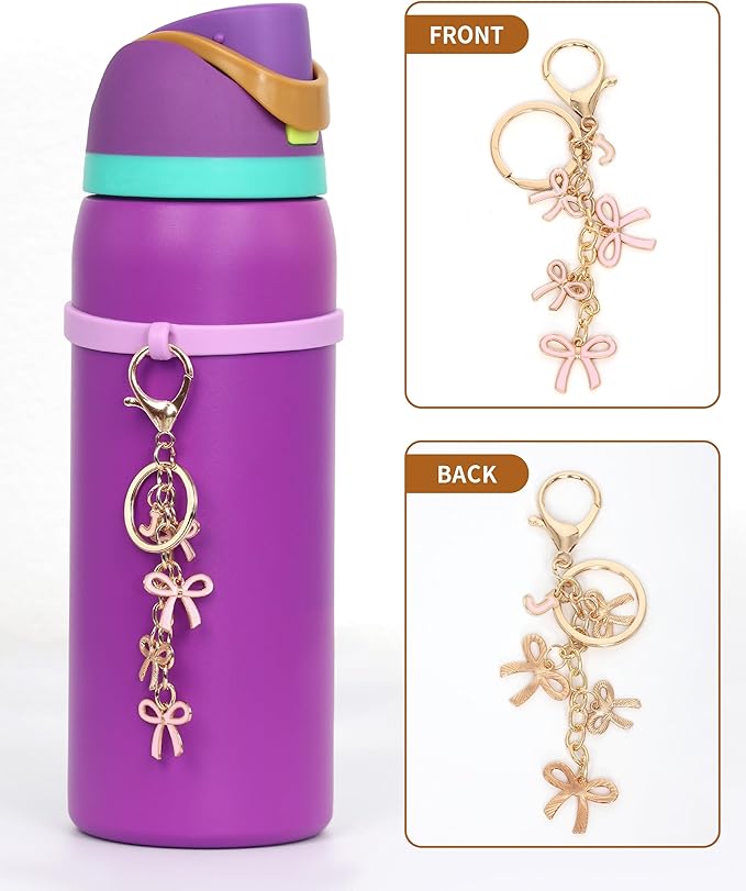 Bow Purse Charms Keychain - Pink Bow Alphabet Letter Key Chain, Bag Charms Wallet