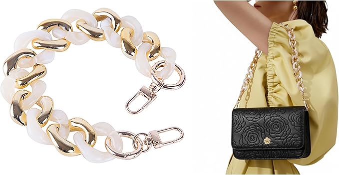 Acrylic Resin Chain Purse Strap 11.8IN Chunky Purse Transparent Chainn DIY Acrylic Bag Chain (Bright yellow)