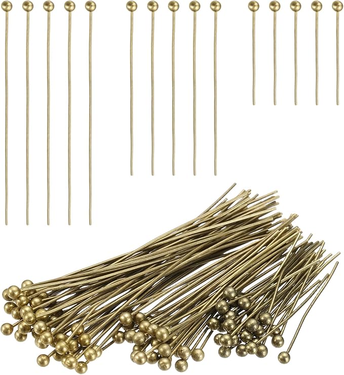 PATIKIL 0.8/1.2/1.6Inch Ball Pins, Jewelry Making Headpins Straight Pins Findings Bendable for DIY Craft Bracelet Necklace Earring Pendant Making Supplies-600Pcs(Gunmetal)
