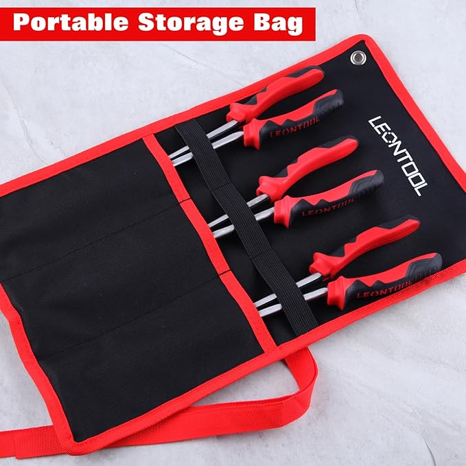 3PCS Extra Long Nose Hose Grip Pliers Set 13" Spark Plug Remeover Pliers Long Reach XL Pivot Ring Nose Plier Double Joint Ring Nose Plier with Serrated Jaw for Hard to Reach Narrow Spaces