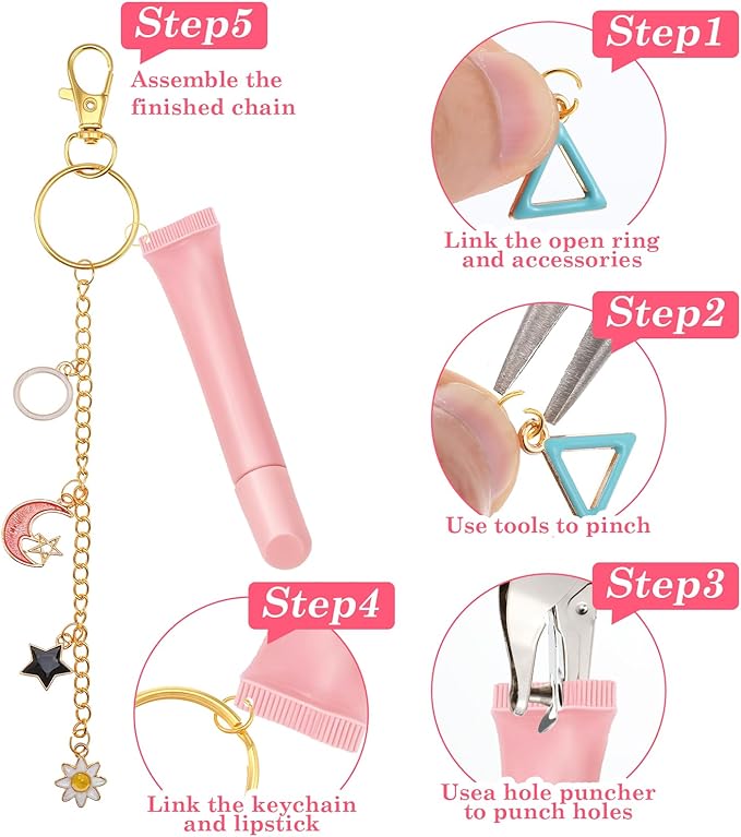 Dimeho 213 Pcs Jewelry Making Kit Keychain Making Including 100 Enamel Charms 10 Keychain Clips 10 Key Rings 100 Jump Rings 1 0 Gold Extender Chain and Plier Hole Punch for DIY Craft Bag Women