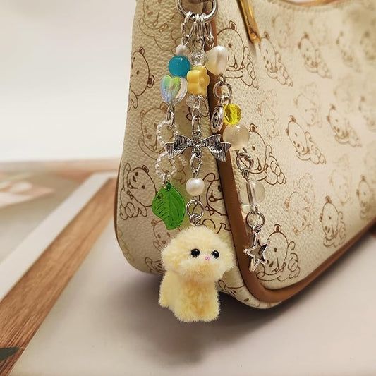 Cute Dog Keychain Fuzzy Dog Puppy Decor Keychain Aesthetic Y2K Bag Charms Stylish Dog Pendant Keychains Accessories