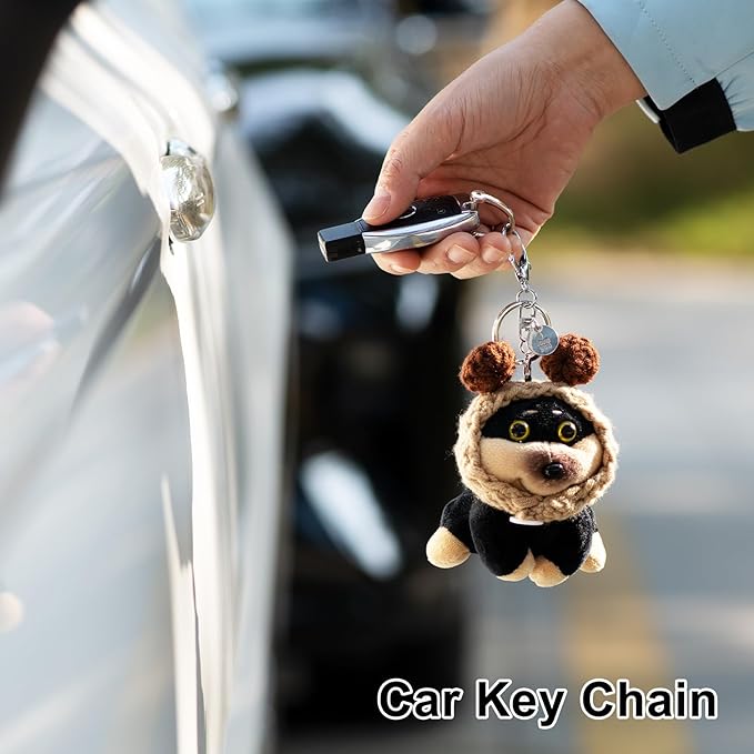 YOU WIZV Cute Dog Plush Keychain for Women - Kawaii Stuffed Animal Charm for Purse, Backpack & Bag Accessories