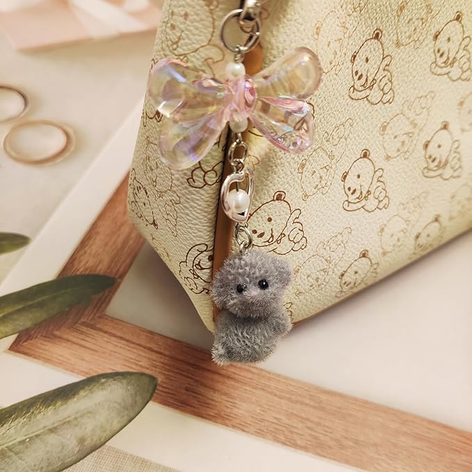 Cute Dog Keychain Fuzzy Dog Puppy Decor Keychain Aesthetic Y2K Bag Charms Stylish Dog Pendant Keychains Accessories