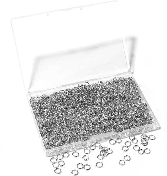 1000 Pcs 5mm Open Jump Rings Rhodium Plated Jump Rings for Jewelry Making Iron Made Single Ring Bulk for DIY Craft Earring Necklace Bracelet Pendant Choker Jewelry Making Findings