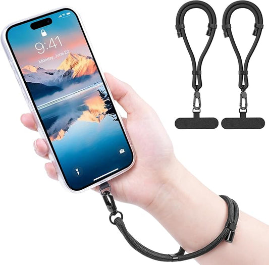 Phone Wrist Strap with 2 Phone Tether Tab, 2 Pack Adjustable Anti-Theft Cell Phone Lanyard for Travel & Outdoors