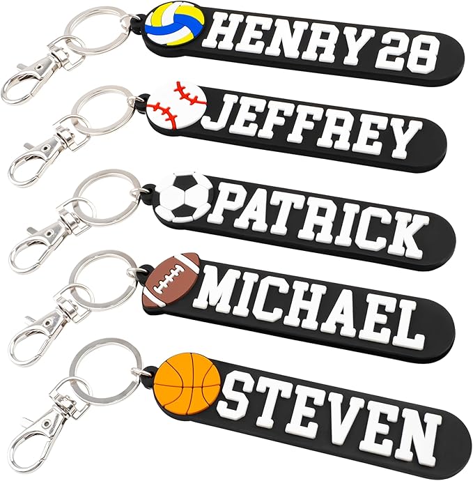 Custom Sports Bag Tag – Personalized Football, Baseball, Soccer, Basketball, Volleyball Name Tag – Durable PVC Luggage Tag for Kids, Athletes, Teams, Coaches (Classic)