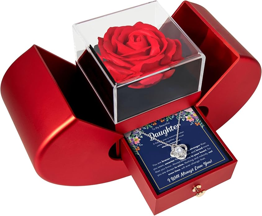 To My Beautiful Daughter Necklace from Mom & Dad | Cubic Zirconia Pendant with Heartfelt Message Card & Gift Box | Daughter Birthday, Graduation, Christmas Jewelry Gift from Parents