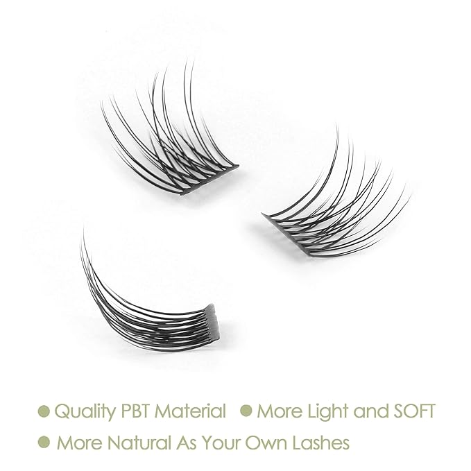 DIY Eyelash Extension, 3D Effect Glue Bonded Band Individual Lash 48 Clusters Volume Lashes Set, Home Eyelash Extension, C curl Lashes Pack 10MM-Natural-48 Clusters