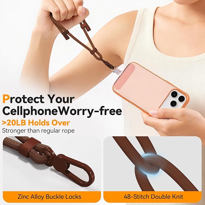 Phone Wrist Strap with 2 Phone Tether Tab, 2 Pack Adjustable Anti-Theft Cell Phone Lanyard for Travel & Outdoors