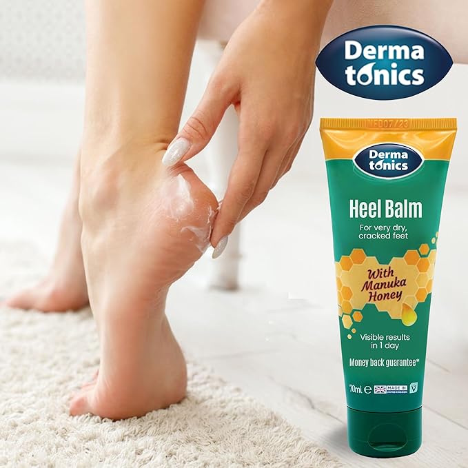 Dermatonics Foot Cream for Dry Cracked Heels - 25% Urea with Manuka Honey, Intensive Moisturizing Heel Treatment, Callus Remover, Exfoliating Care for Rough Feet Elbows Hands - Skin Repair, 2.37 oz