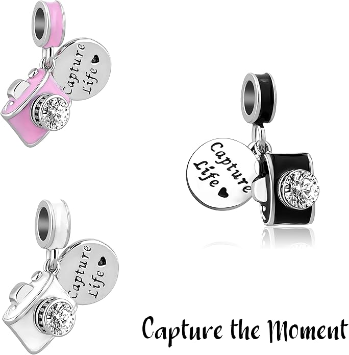 Travel Charms fits Pandora Bracelets for Women Luggage Camera Silver Charm for Bracelets Necklace Pendant for Women Birthday Jewelry