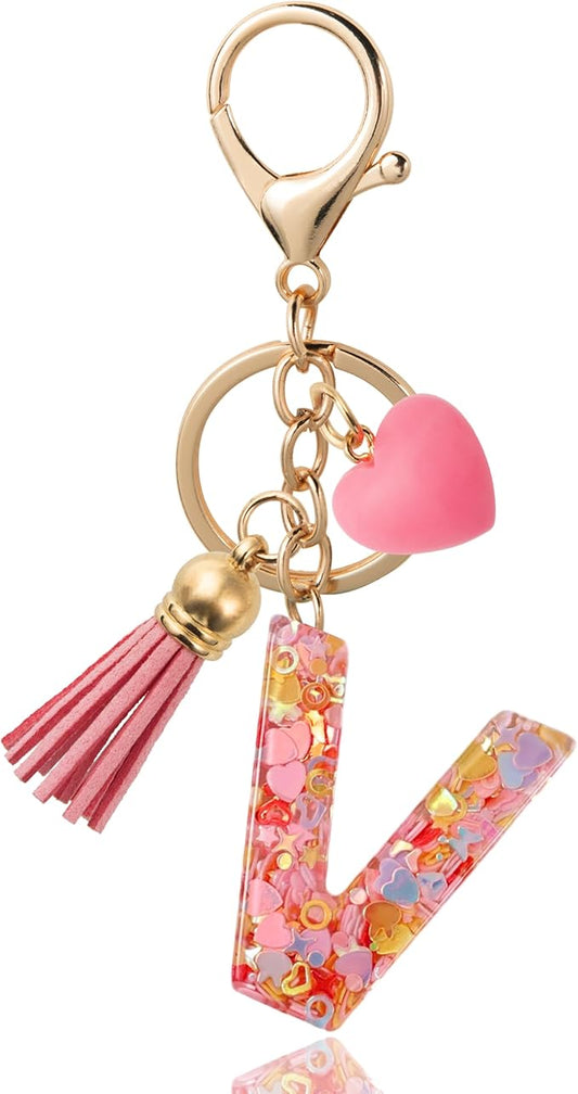 Alphabet Initial Letter Keychain Cute Heart Resin - Letter Keychain for Backpack Charms - Initial Keychains for Women