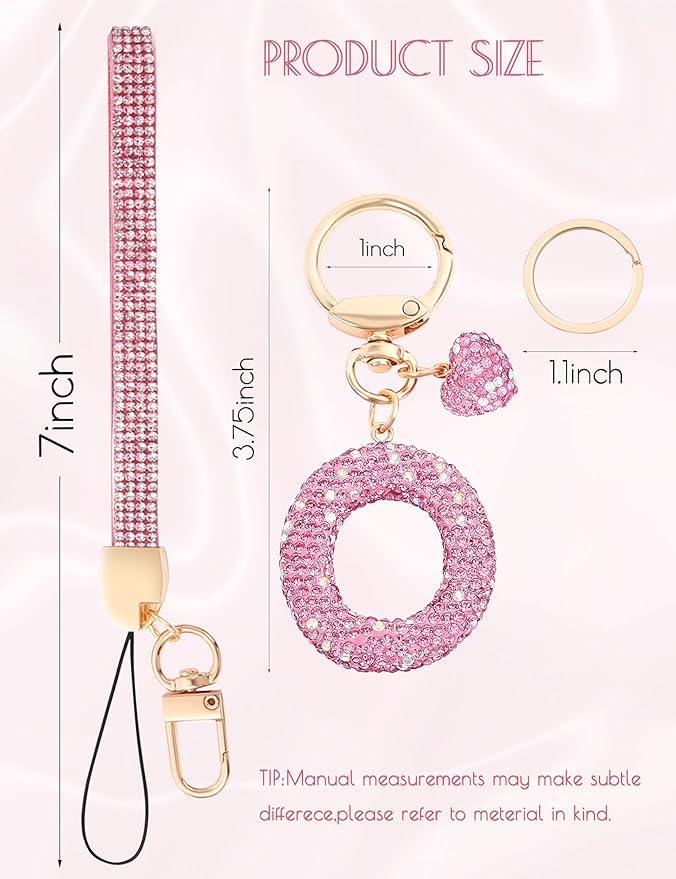 Initial Keychain for Women Girls,Bling Letter Key chain Initial with Heart,Pink Keychain Charms for Backpack Handbag