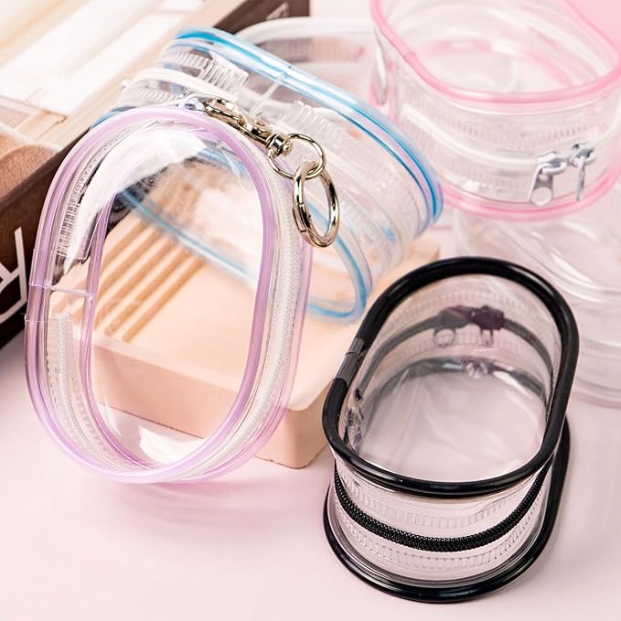 6 Pcs Clear Figure Display Bag with Keychain, Zipper Clear Display Case, Mini Doll Pouch for Figures Collectibles
