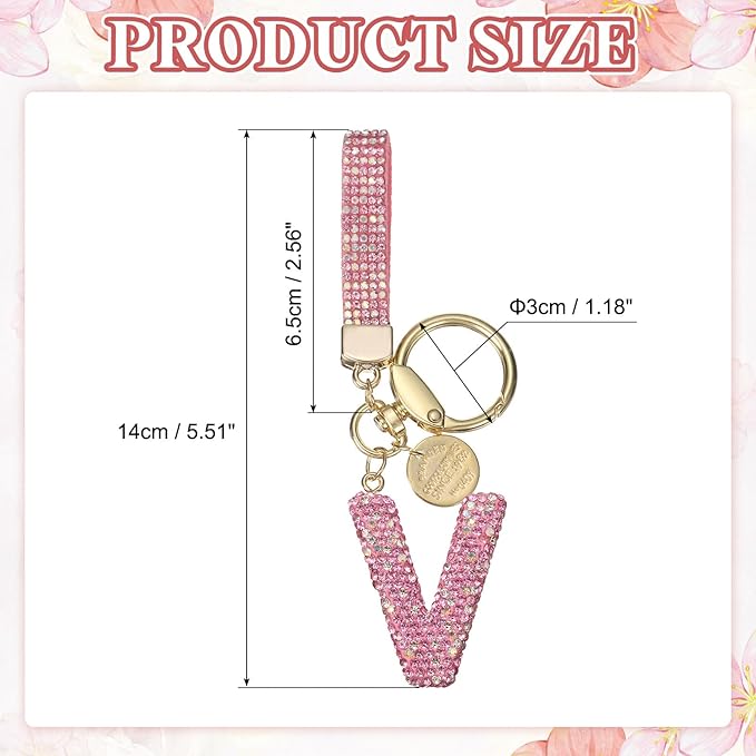 PATIKIL Initial Letter Keychain, Cute Sparkly Rhinestone Key Chain Alphabet Charm for Car Keys Handbags Purse
