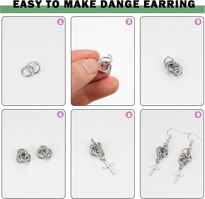 500Pcs 10mm Stainless Steel Open Jump Rings 15 Gauge Metal O Rings Single Loop Connectors for Jewelry Necklaces Bracelet Earrings Keychains Chainmail DIY Making