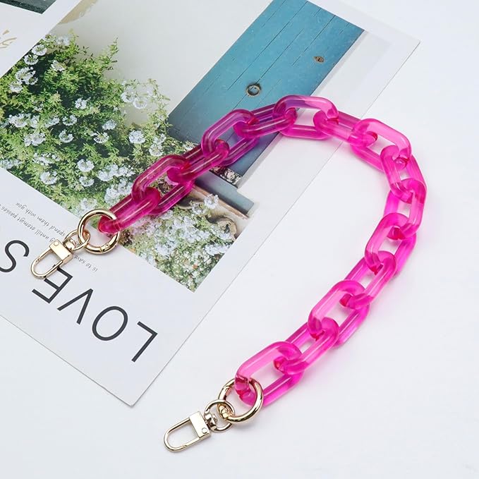 Purse Strap Bag Chain 17 Inch Resin Shoulder Strap Handbag Decoration Chain Bag Charms Accessories, Rose Red