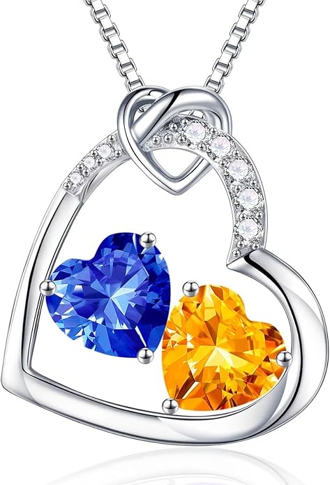 Iefil Valentines Day Gifts for Her - 925 Sterling Silver Heart Birthstone Necklace, Anniversary Birthday Gifts for Women Wife Girlfriend, Jewelry for Mom Daughter