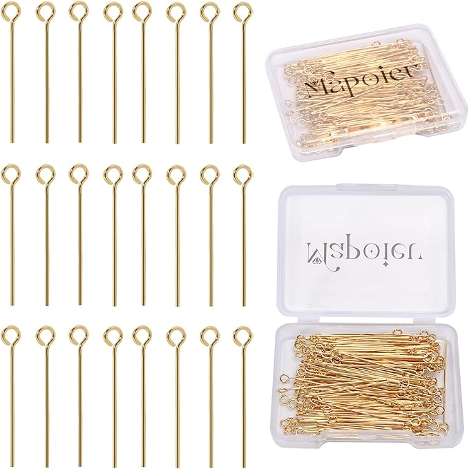150pcs 40mm 14K Gold Filled Eye Pins DIY Crafts Beads Charms Earring Bracelet Jewelry Making Accessories Supplies