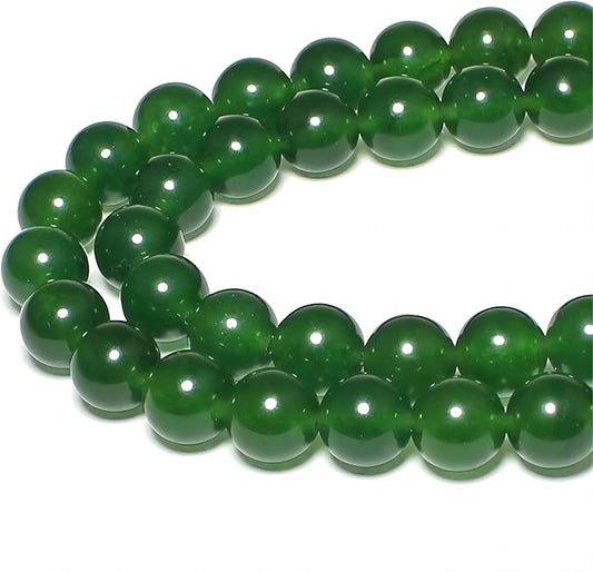 MJDCB Stone Beads 8mm 43pcs Round Blackish Green Jade Loose Gemstone Bead Charms for Jewelry Making Bracelet Necklace Earring Pendant