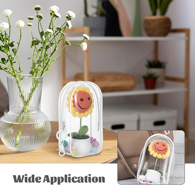 Clear Keychain Pouch, Keychain Figure Display Case for 17cm Doll, Waterproof Hanging Figure Display Bag with Keychains Mini Small Clear Makeup Zipper Pouches Bag for Dolls Collection