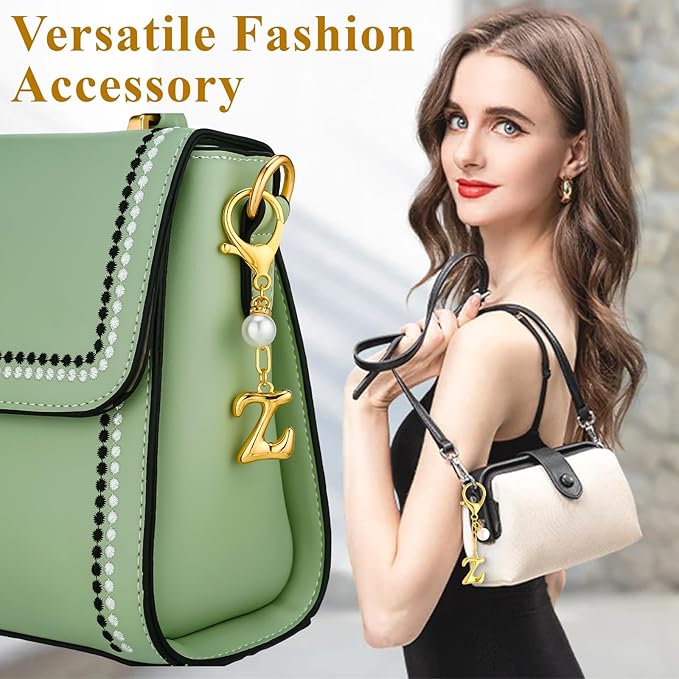 VICKHU Gold Plated Bubble Initial Letter Cute Keychain for Women Car Key Purse Decorative Keyring Handbag Charms Fashion